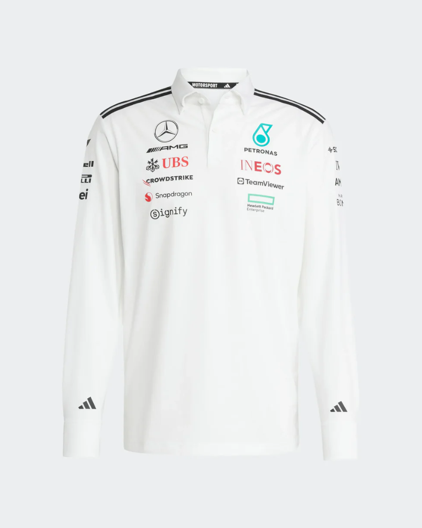 Mercedes AMG Polo Manga Larga Blanco Equipo 2025